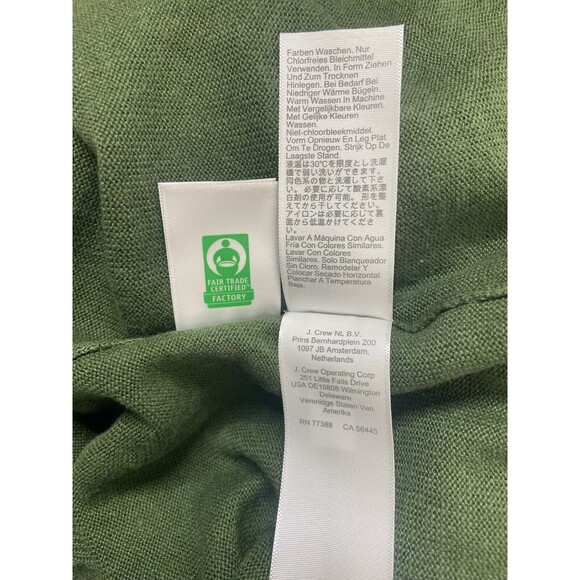 J. Crew Women's Top Size S Linen Blend Green V-Neck Short Sleeve Lagenlook - Picture 3 of 12